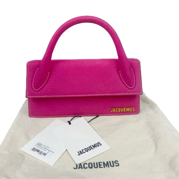 Jacquemus Le Chiquito Long Nubuck Cross Body Purse Handbag in Pink - Picture 4 of 17